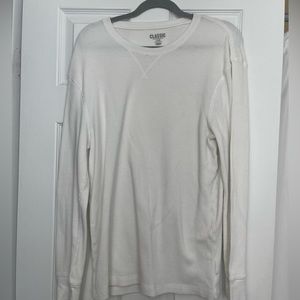Long Sleeve White Waffle Tshirt